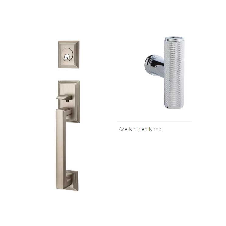 Emtek 4213ACEKN Single Cyl , Hamden Tub Entry , The Ace Knurled Knob - Parent