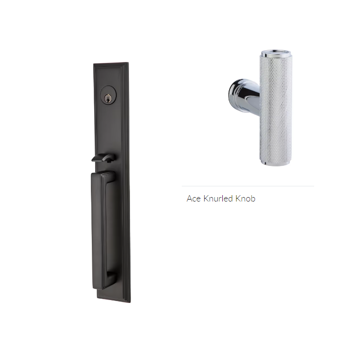 Emtek 4222ACEKN Double Cyl , Melrose Tub Entry , The Ace Knurled Knob - Parent