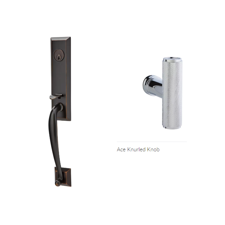Emtek 4424ACEKN Double Cyl , Adams Tub Entry , The Ace Knurled Knob - Parent