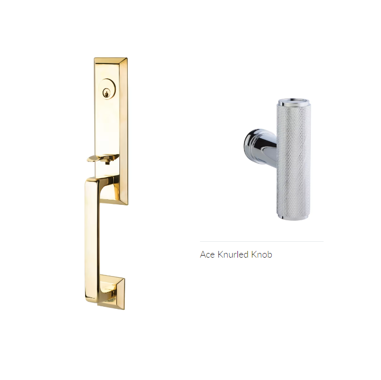 Emtek 4717ACEKN Single Cyl , Transitional Heritage Monolithic Tub , The Ace Knurled Knob - Parent