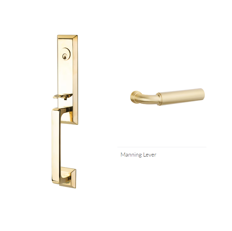 Emtek 4717MNGRH Single Cyl , Transitional Heritage Monolithic Tub , Manning Lever , RH - Parent