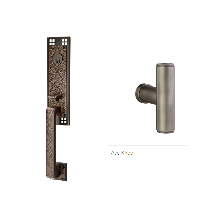 Emtek 4811ACE Single Cyl , Arts and Crafts Tub Entry , The Ace Knob - Parent