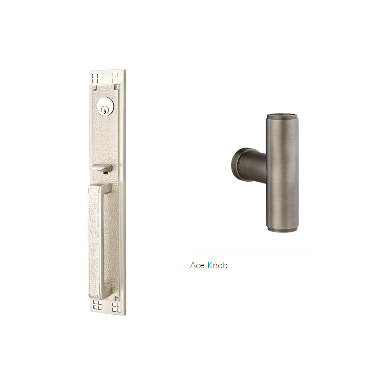Emtek 4812ACE Single Cyl , Arts and Crafts Full Length Tub Entry , The Ace Knob - Parent