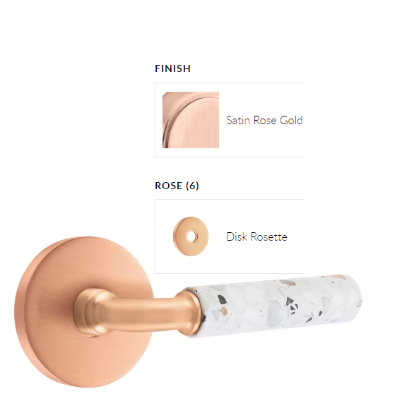 Emtek 5059.RASRG.TZLT Select Dummy , Disk Rosette , R-Bar Stem , Light Terrazzo Handle