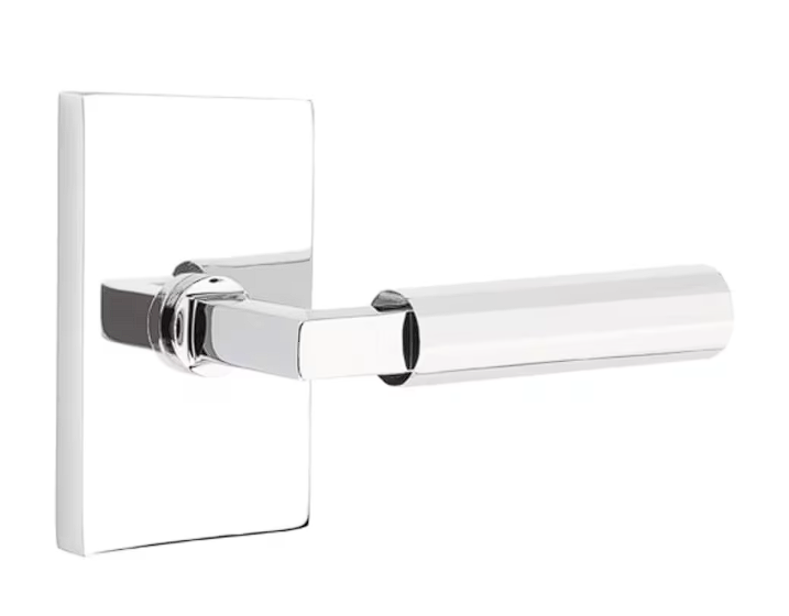 Emtek 5112.RAUS10B.MRGN.RH Select Passage , Modern Rectangular Rosette , R-Bar Stem , Green Marble Handle , RH - Parent