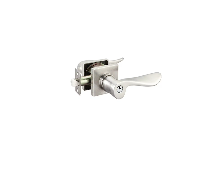 Emtek 5122.KLSUS4.HAUS14.LH Select Key in Lever , Keyed , Square Rosette , Key in L-Square Stem , Hammered Handle , LH - Parent