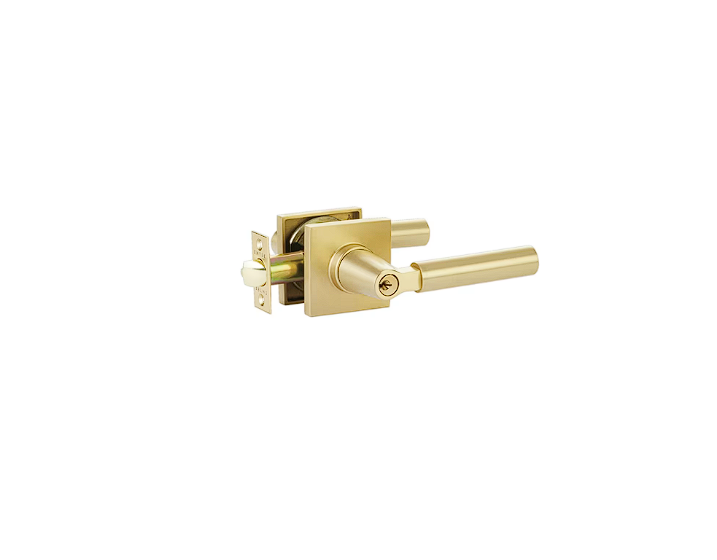 Emtek 5123.KLSUS14.FAUS19.LH Select Key in Lever , Keyed , Modern Rectangular Rosette , Key in L-Square Stem , Faceted Handle , LH - Parent