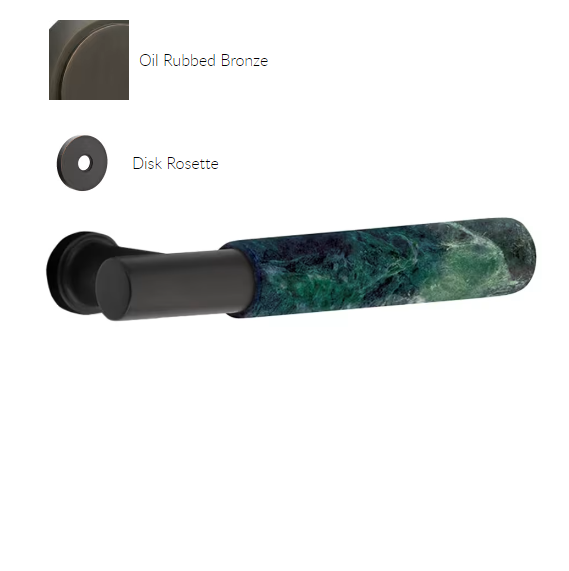 Emtek 5109.TAUS10B.MRGN.LH Select Passage , Disk Rosette , T-Bar Stem , Green Marble Handle , LH