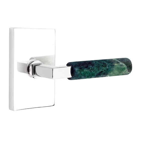 Emtek 8531.LSUS26.MRGN Select Dummy , Quincy Rosette , L-Square Stem , Green Marble Handle