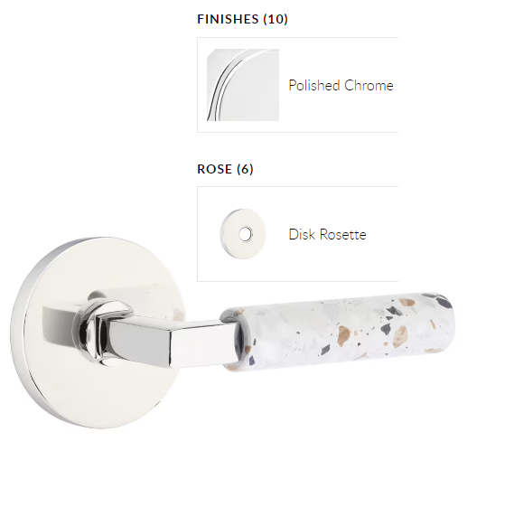 Emtek 5109.LSUS26.TZLT.RH Select Passage , Disk Rosette , L-Square Stem , Light Terrazzo Handle , RH