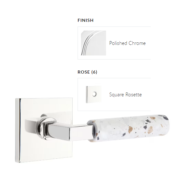 Emtek 5210.LSUS26.TZLT.LH Select Privacy , Square Rosette , L-Square Stem , Light Terrazzo Handle , LH