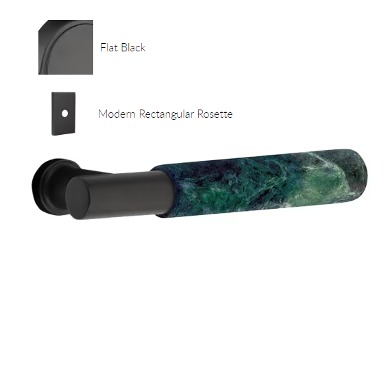 Emtek 5212.TAUS19.MRGN.RH Select Privacy , Modern Rectangular Rosette , T-Bar Stem , Green Marble Handle , RH