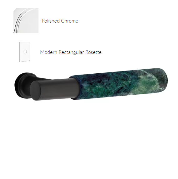 Emtek 5052.TAUS26.MRGN Select Dummy , Modern Rectangular Rosette , T-Bar Stem , Green Marble Handle