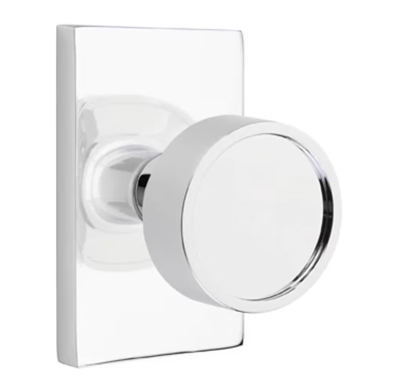 Emtek 5302.KLSUS4.SKUS15.RH Select Key in Lever , Single Point Lockset , Keyed , Modern Rectangular Plate , Key in L-Square Stem , Straight Knurled Handle , RH - Parent