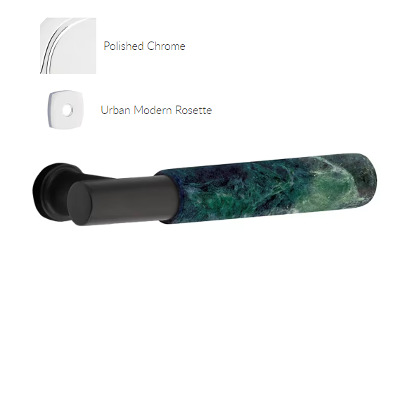 Emtek 5326.TAUS26.MRGN.RH Select Privacy , Urban Modern Rosette , T-Bar Stem , Green Marble Handle , RH