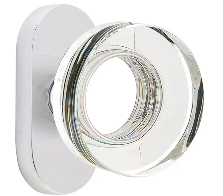 Emtek 5802MDC Thumbturn Privacy , Oval Stretto 1.5" x 3" , Modern Disc Glass Knob - Parent