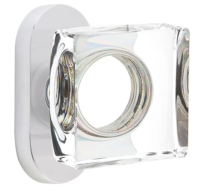Emtek 5802MSC Thumbturn Privacy , Oval Stretto 1.5" x 3" , Modern Square Glass Knob - Parent