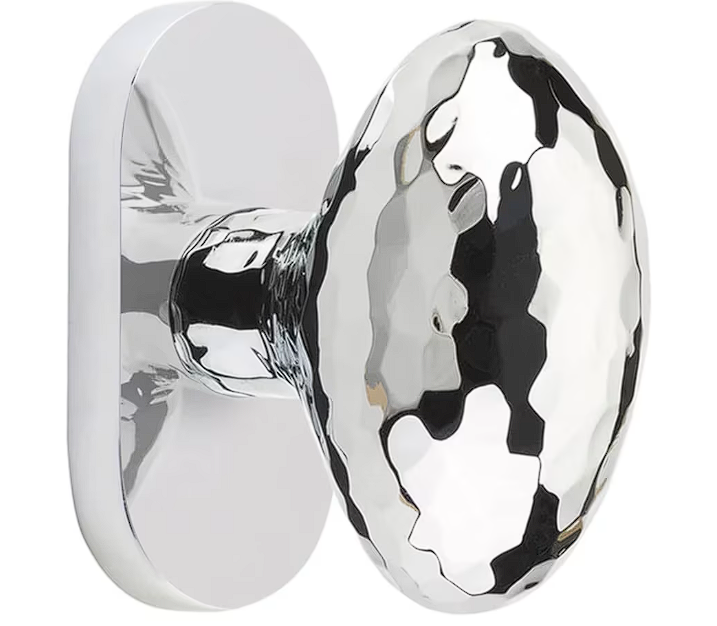 Emtek 5803HE Dummy , Pair , Oval Stretto 1.5" x 3" , Hammered Egg Knob - Parent