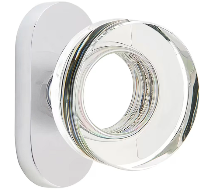 Emtek 5804MDC Dummy , Single Sided , Oval Stretto 1.5" x 3" , Modern Disc Glass Knob - Parent