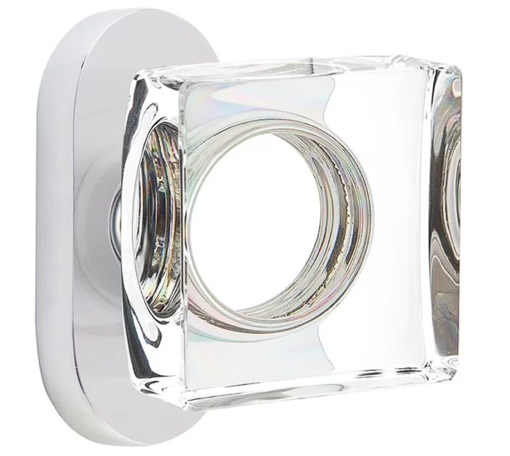 Emtek 5804MSC Dummy , Single Sided , Oval Stretto 1.5" x 3" , Modern Square Glass Knob - Parent