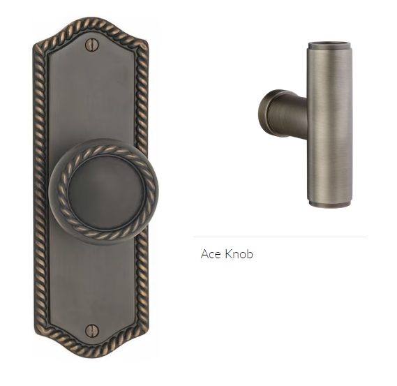 Emtek 7059ACE Dummy Pair , Sideplate Locksets Rope Non-Keyed 7-1/2 , The Ace Knob - Parent