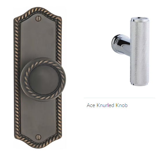 Emtek 7059ACEKN Dummy Pair , Sideplate Locksets Rope Non-Keyed 7-1/2 , The Ace Knurled Knob - Parent