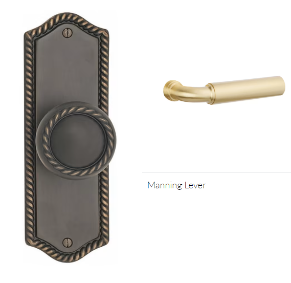 Emtek 7059MNG Dummy Pair , Sideplate Locksets Rope Non-Keyed 7-1/2 , Manning Lever - Parent