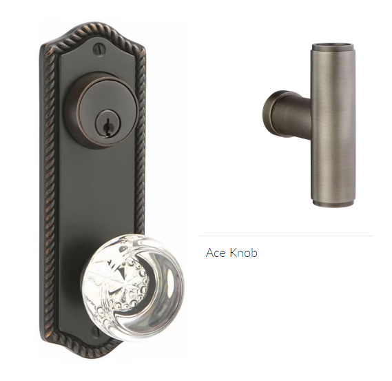 Emtek 7090ACE Passage Single Keyed , Sideplate Locksets Rope 3-5/8 , The Ace Knob - Parent