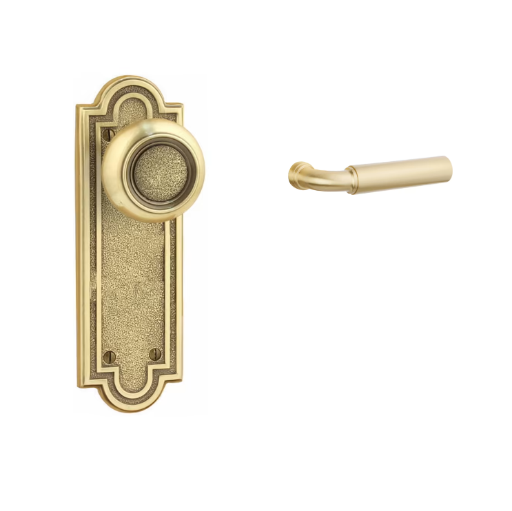 Emtek 8052MNG Dummy Pair , Sideplate Locksets Belmont Non-Keyed 7-1/2 , Manning Lever - Parent