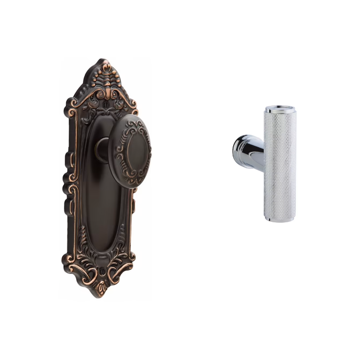 Emtek 8053ACEKN Dummy Pair , Sideplate Locksets Victoria Non-Keyed 7-3/4 , The Ace Knurled Knob - Parent