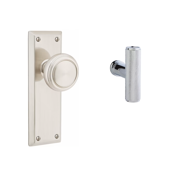Emtek 8054ACEKN Dummy Pair , Sideplate Locksets Quincy Non-Keyed 7-1/8 , The Ace Knurled Knob - Parent