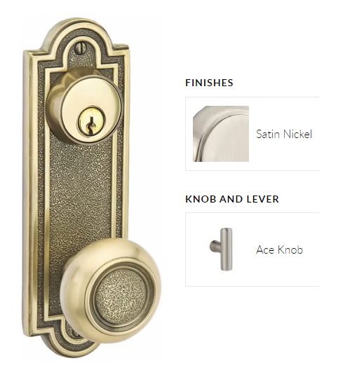 Emtek 8070ACE Passage Single Keyed , Sideplate Locksets Belmont 3-5/8 , The Ace Knob - Parent