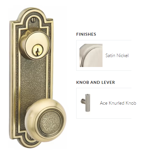 Emtek 8070ACEKN Passage Single Keyed , Sideplate Locksets Belmont 3-5/8 , The Ace Knurled Knob - Parent