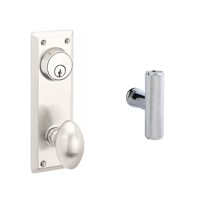 Emtek 8080ACEKN Passage Single Keyed , Sideplate Locksets Quincy 3-5/8 , The Ace Knurled Knob - Parent