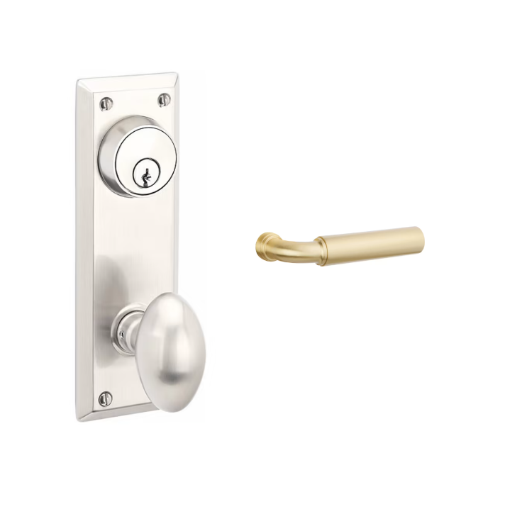 Emtek 8080MNGRH Passage Single Keyed , Sideplate Locksets Quincy 3-5/8 , Manning Lever , RH - Parent