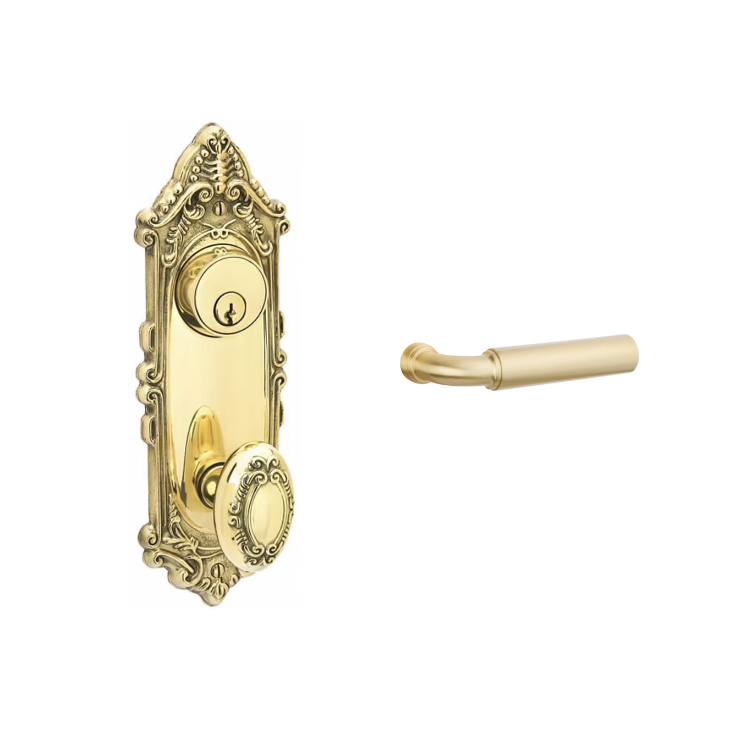 Emtek 8091MNGLH Passage Double Keyed , Sideplate Locksets Victoria 3-5/8 , Manning Lever , LH - Parent