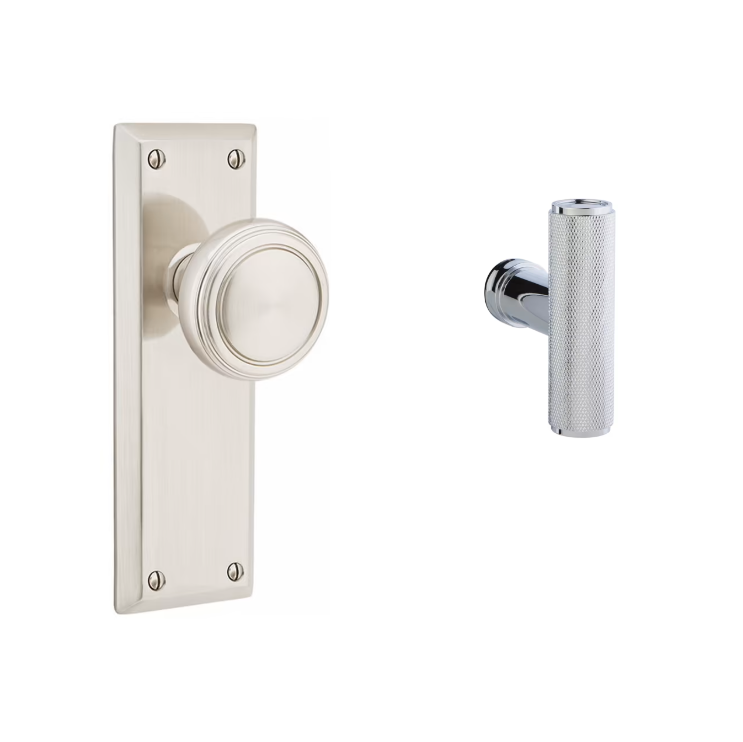 Emtek 8104ACEKN Passage , Sideplate Locksets Quincy Non-Keyed 7-1/8 , The Ace Knurled Knob - Parent