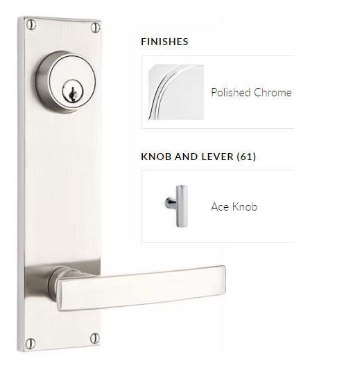 Emtek 8114ACE Passage Single Keyed , Sideplate Locksets Modern 5-1/2 , The Ace Knob - Parent