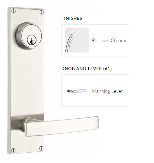 Emtek 8114MNGLH Passage Single Keyed , Sideplate Locksets Modern 5-1/2 , Manning Lever , LH - Parent