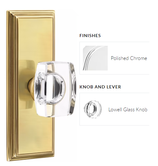 Emtek 8135LW Passage , Wilshire Non-Keyed 7" , Lowell Crystal Knob - Parent