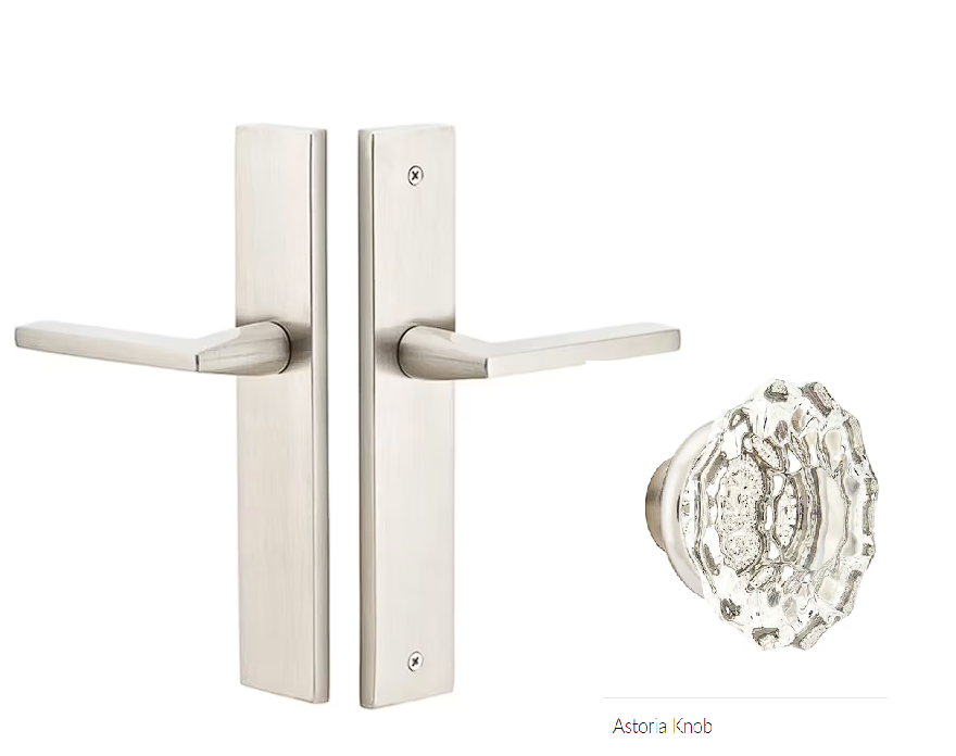 Emtek 8141AS Passage , Stretto , 10" Plate , Astoria Clear Glass Knob - Parent
