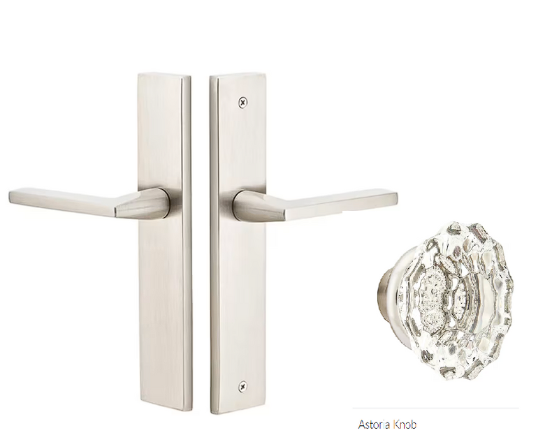 Emtek 8141AS Passage , Stretto , 10" Plate , Astoria Clear Glass Knob - Parent