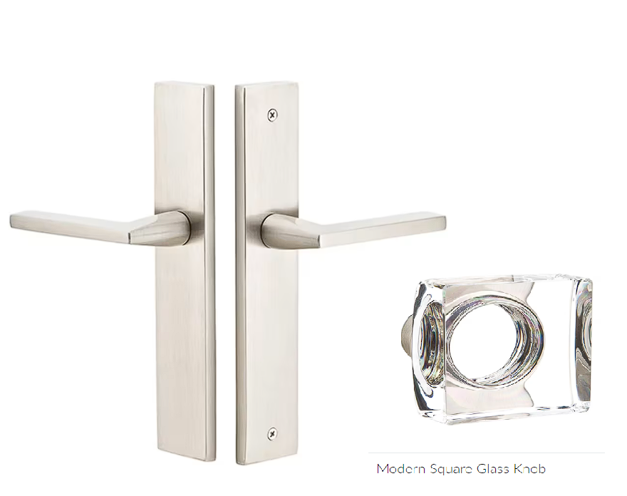 Emtek 8141MSC Passage , Stretto , 10" Plate , Modern Square Glass Knob - Parent