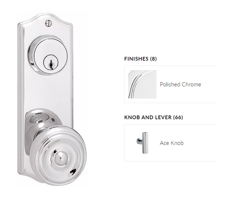 Emtek 8160ACE Passage Double Keyed , Sideplate Locksets Colonial 3-5/8 , The Ace Knob - Parent