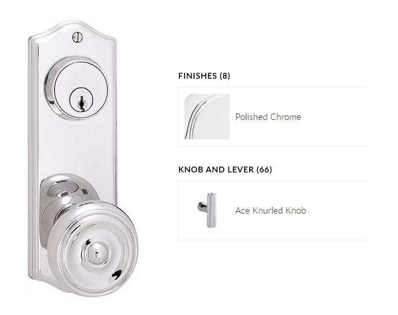 Emtek 8160ACEKN Passage Double Keyed , Sideplate Locksets Colonial 3-5/8 , The Ace Knurled Knob - Parent