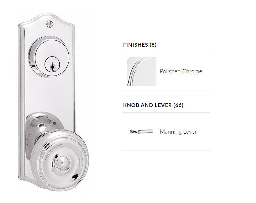 Emtek 8160MNGRH Passage Double Keyed , Sideplate Locksets Colonial 3-5/8 , Manning Lever , RH - Parent