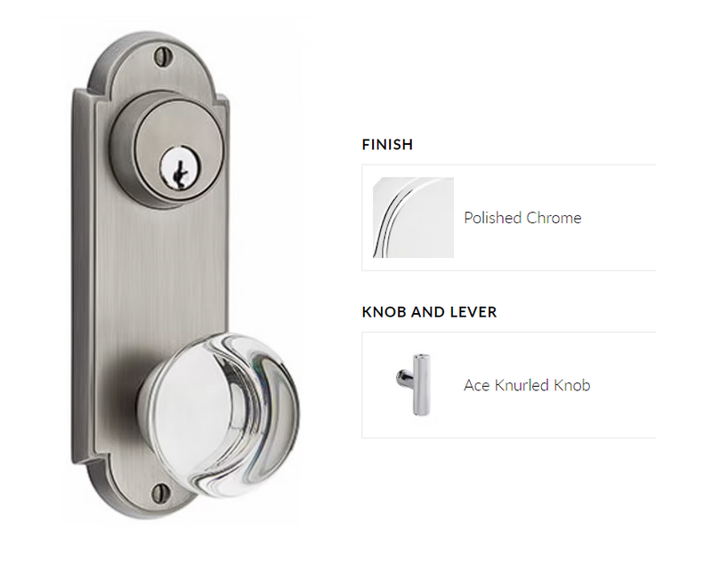 Emtek 8166ACEKN Passage Double Keyed , Sideplate Locksets Delaware 3-5/8 , The Ace Knurled Knob - Parent