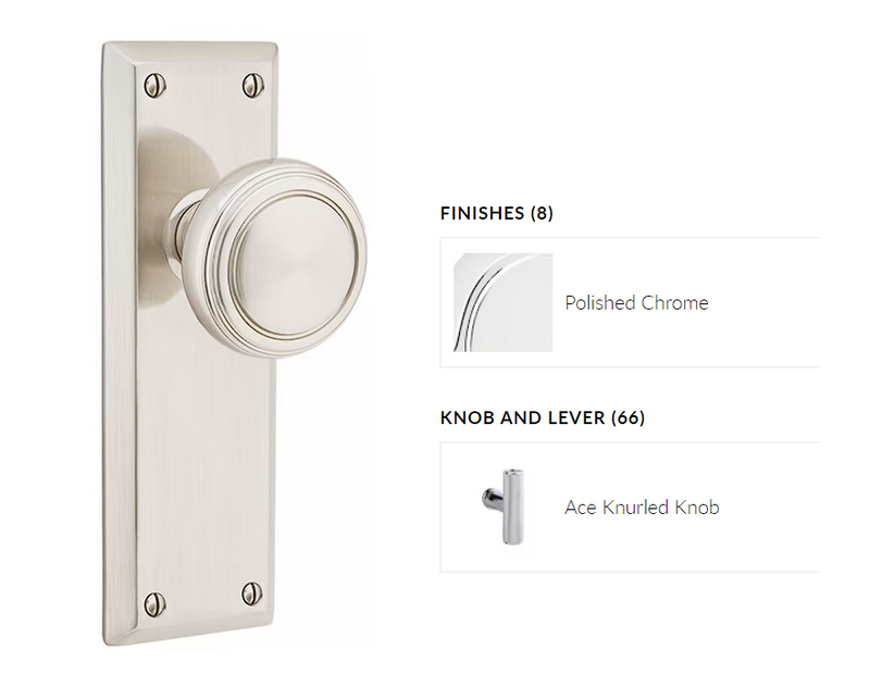 Emtek 8204ACEKN Privacy , Sideplate Locksets Quincy Non-Keyed 7-1/8 , The Ace Knurled Knob - Parent