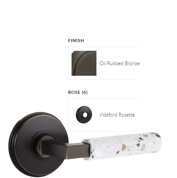 Emtek 8110.LSUS10B.TZLT.LH Select Passage , Watford Rosette , L-Square Stem , Light Terrazzo Handle , LH - Parent