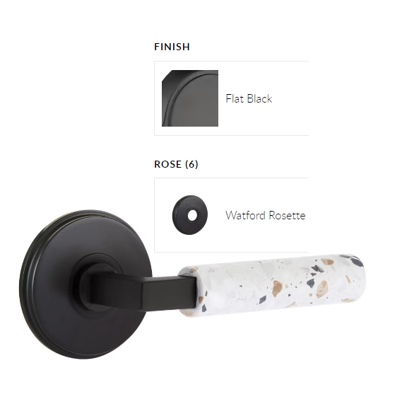 Emtek 8110.LSUS19.TZLT.RH Select Passage , Watford Rosette , L-Square Stem , Light Terrazzo Handle , RH